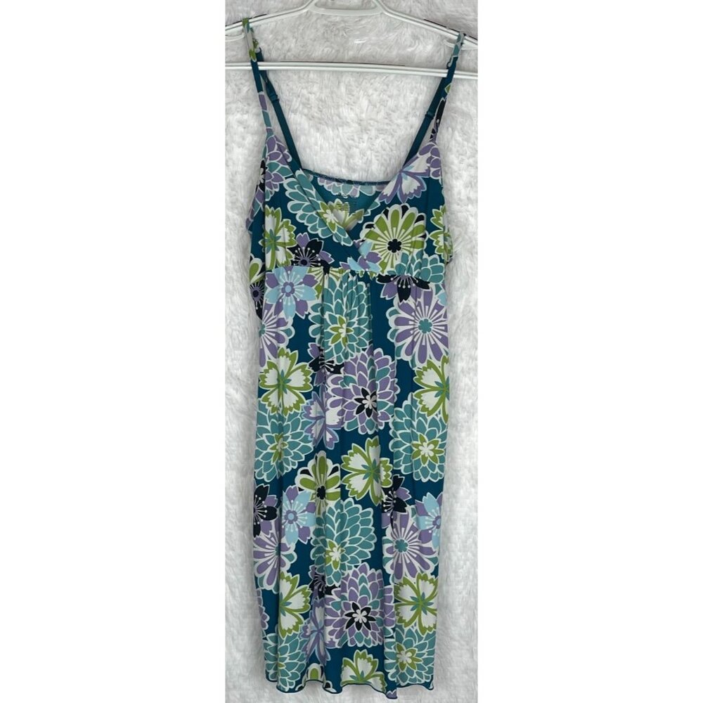 Secret Treasures Large Sleeveless Nightgown Teal Floral Purple Green Surplice